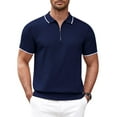 thumbnail image 1 of Coshow Mens Zipper Polo Shirt Casual Short Sleeve Knit Polo T Shirt Classic Fit Shirts, 1 of 4