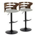 thumbnail image 1 of LumiSource Black Metal, Walnut Wood, Grey Fabric Cosi Adjustable Barstool - Set of 2, 1 of 6