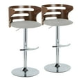 thumbnail image 1 of LumiSource Chrome Metal, Walnut Wood, Grey Fabric Cosi Adjustable Barstool - Set of 2, 1 of 6