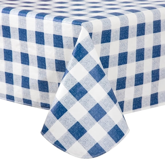 Cosiblend 52'' X 70'' Checkered Tablecloth Disposable Vinyl Tablecloths with Flannel Backing Wipeable Spillproof Plastic Table Cover PVC Waterproof Table Cloth for Indoor Outdoor