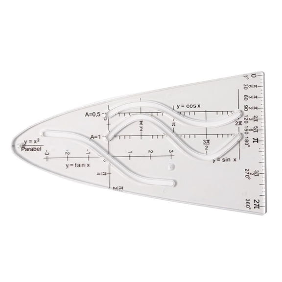 Cosine Ruler & Parabola Template for Professionals, Anti-Slip Design with Math Graphing Scale Markings