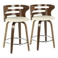 thumbnail image 1 of Cosini Mid-Century Modern Counter Stool With Swivel In Walnut And Cream Faux Leather - Set Of 2, 1 of 7