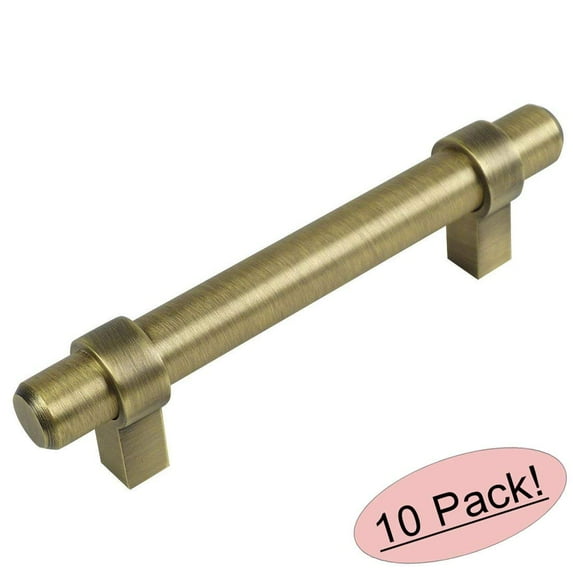Cosmas 161-3.5BAB Brushed Antique Brass Contemporary Bar Cabinet Handle Pull - 3-1/2" Hole Centers - 10 Pack