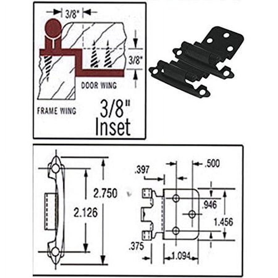 Cosmas 17128FB Flat Black Hinge 3/8" Inset [17128FB] 25