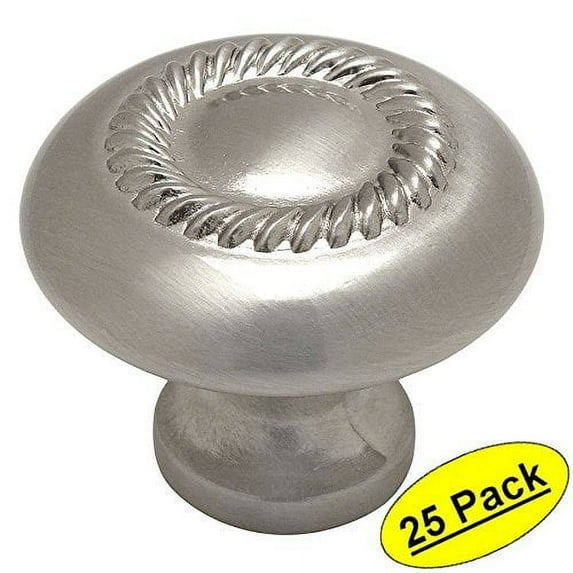 Cosmas 228SN Satin Nickel Rope Cabinet Hardware Knob - 1-1/4" Inch Diameter - 25 Pack