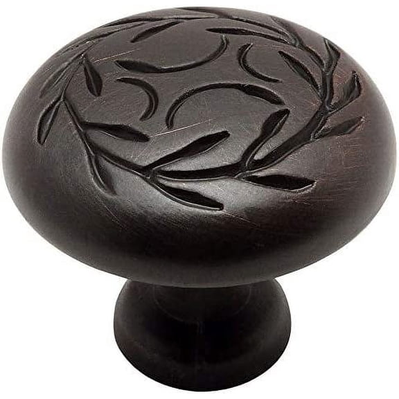 Cosmas 25 Pack 464ORB Oil Rubbed Bronze Leaf Knob 1-1/4 Inch Diameter | Decorative Round Leaf Design | Kitchen, Bathroom & Dresser Hardware