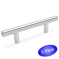 thumbnail image 1 of Cosmas 305-030CH Polished Chrome Cabinet Hardware Euro Style Bar Handle Pull - 3" Hole Centers, 5-3/8" Overall Length - 5 Pack, 1 of 1