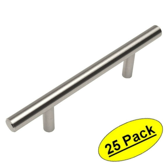 Cosmas 404-030SN Satin Nickel Solid Steel Construction 3/8 Inch Slim Line Euro Style Cabinet Hardware Bar Pull - 3" Hole Centers - 25 Pack