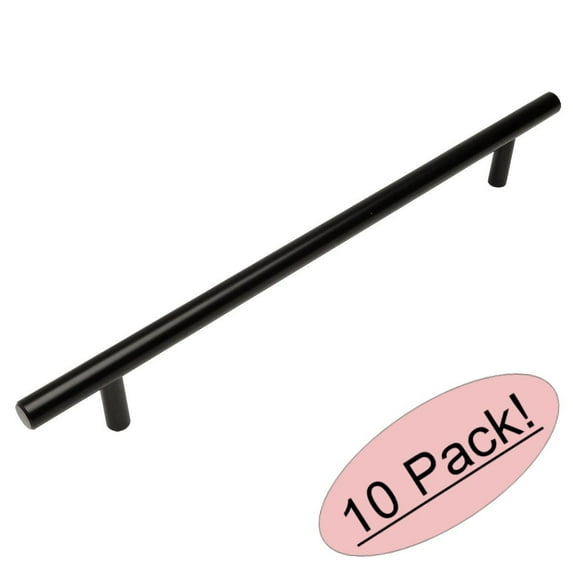Cosmas 404-192FB Flat Black Solid Steel Construction 3/8 Inch Slim Line Euro Style Cabinet Hardware Bar Pull - 7-1/2" (192mm) Hole Centers - 10 Pack