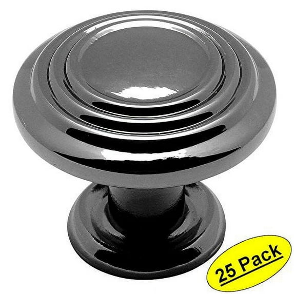 Cosmas 4122BN Black Nickel 3 Ring Cabinet Hardware Round Knob - 1-1/4" Diameter - 25 Pack