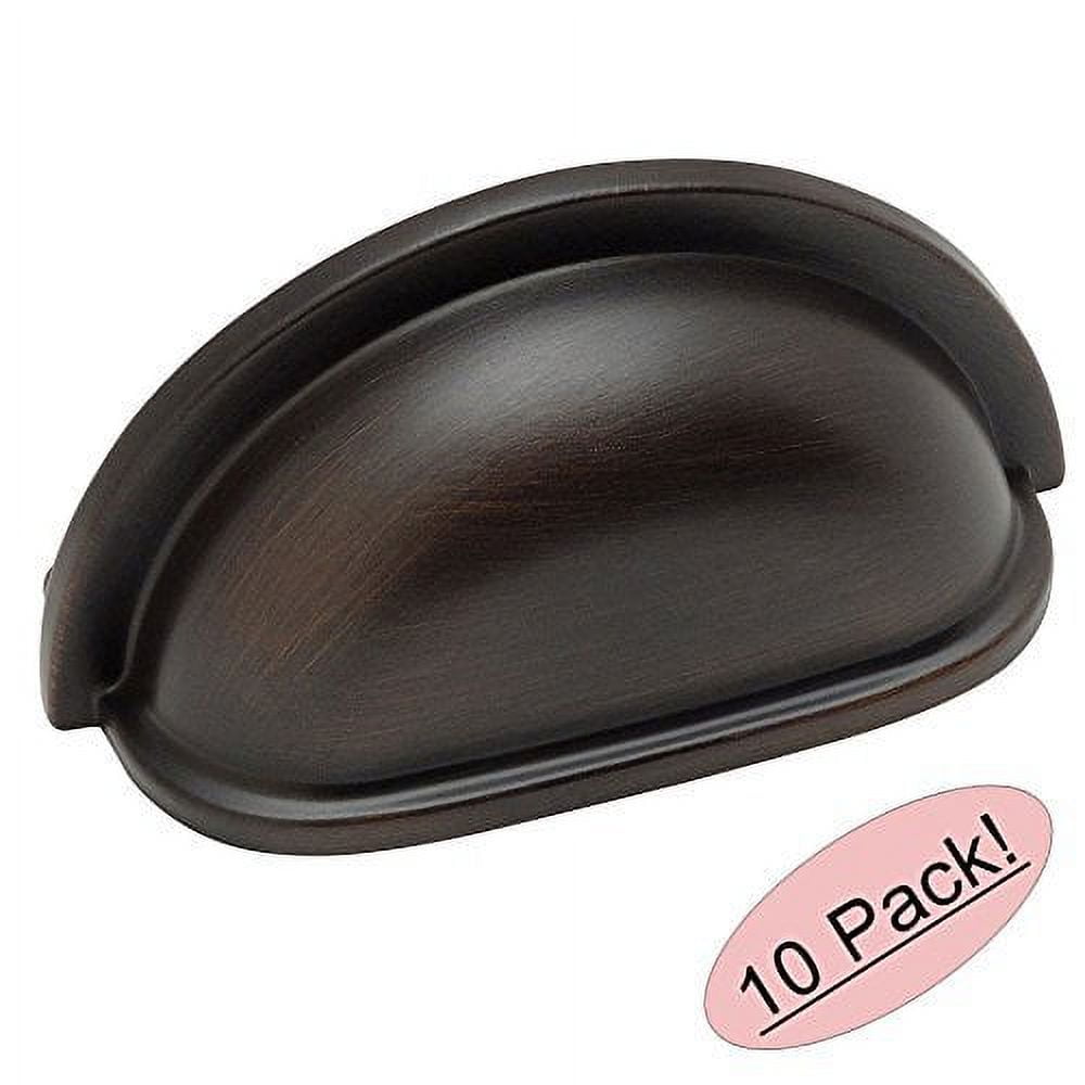 Oil Rubbed Bronze Cup Drawer Pulls with Mounting Hardware, 10 Pack