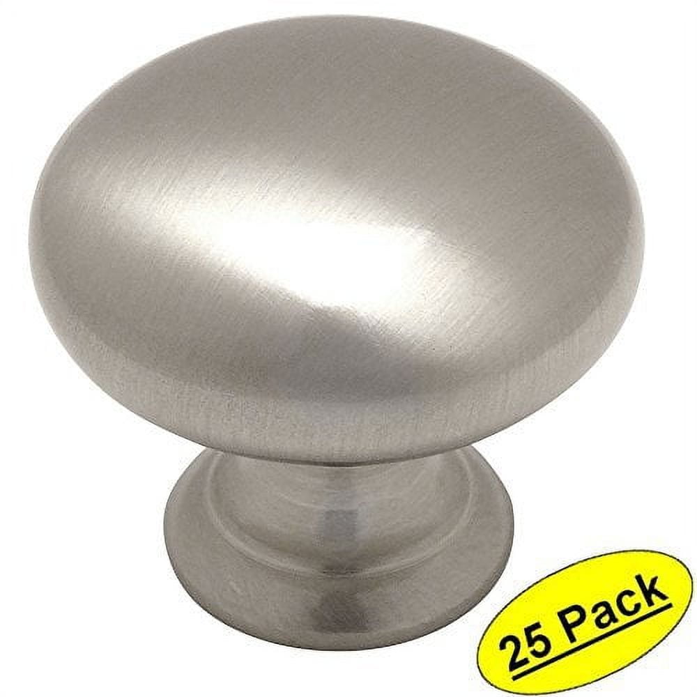 Satin Nickel Round Mushroom Cabinet Knob 1-1/4" Diameter, 25 Pack