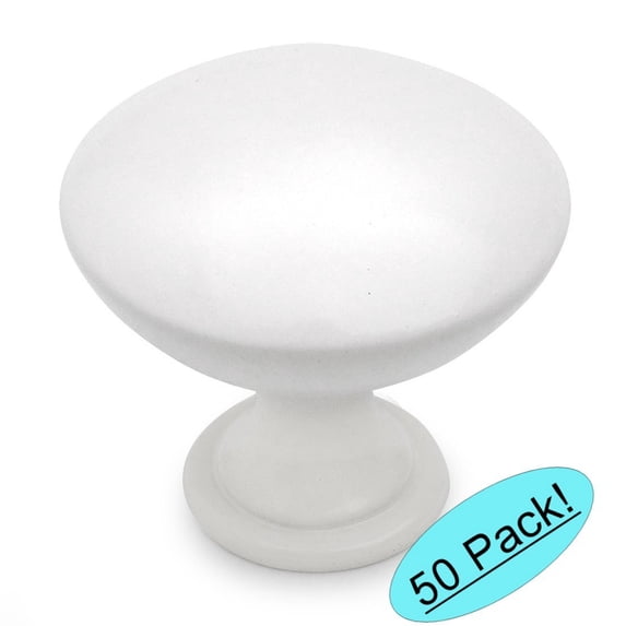 Cosmas 5305WH White Traditional Round Solid Cabinet Hardware Knob - 1-1/4" Diameter - 50 Pack