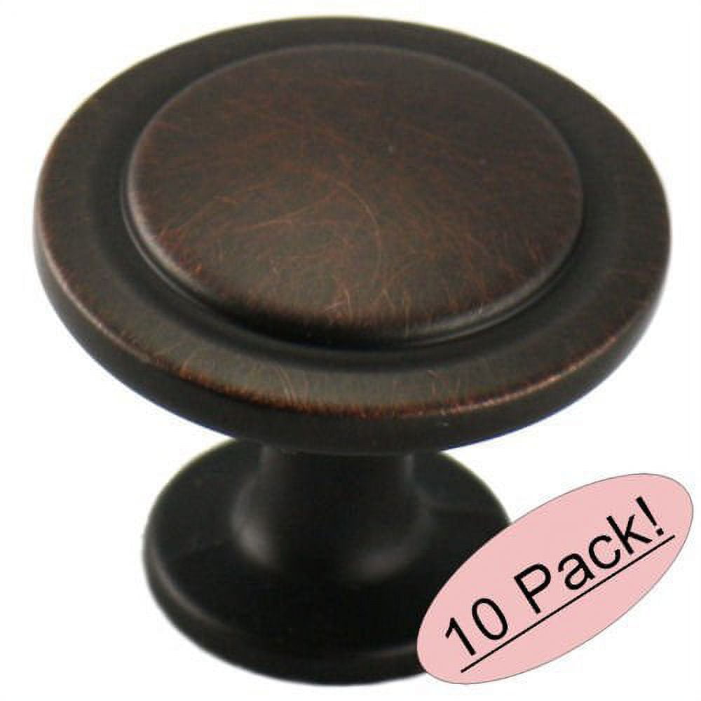 Oil Rubbed Bronze Round Cabinet Knobs with Mounting Hardware, 10-Pack