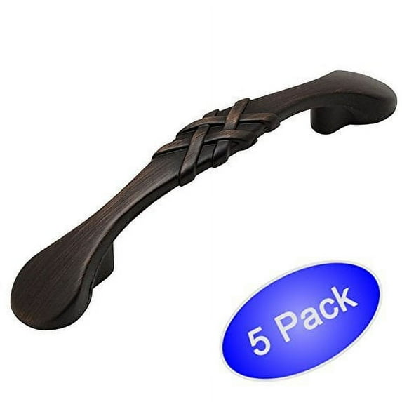 Cosmas 7063ORB Oil Rubbed Bronze Braided Cabinet Hardware Handle Pull - 3" Inch (76mm) Hole Centers - 5 Pack