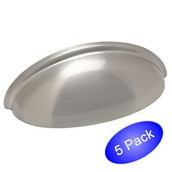 Cosmas 783SN Satin Nickel Cabinet Hardware Bin Cup Drawer Handle Pull - 3" Inch (76mm) Hole Centers - 5 Pack