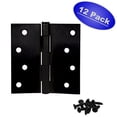 thumbnail image 1 of Cosmas Matte Black Door Hinge 4" Inch x 4" Inch with Square Corners - 12 Pack, 1 of 1