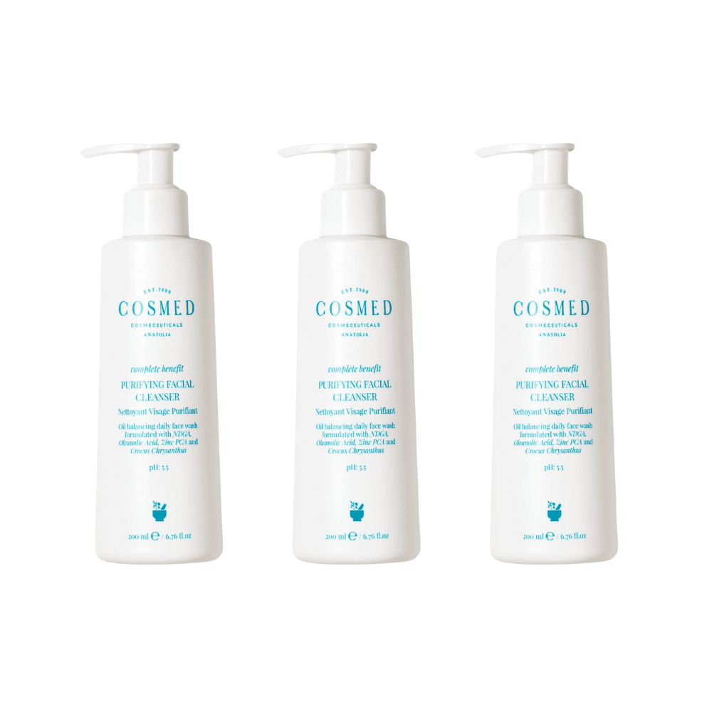 Cosmed Complete Benefit Purifying Facial Cleanser / Gel for Oily-Acne Prone Skin 200 ml 3 Pack