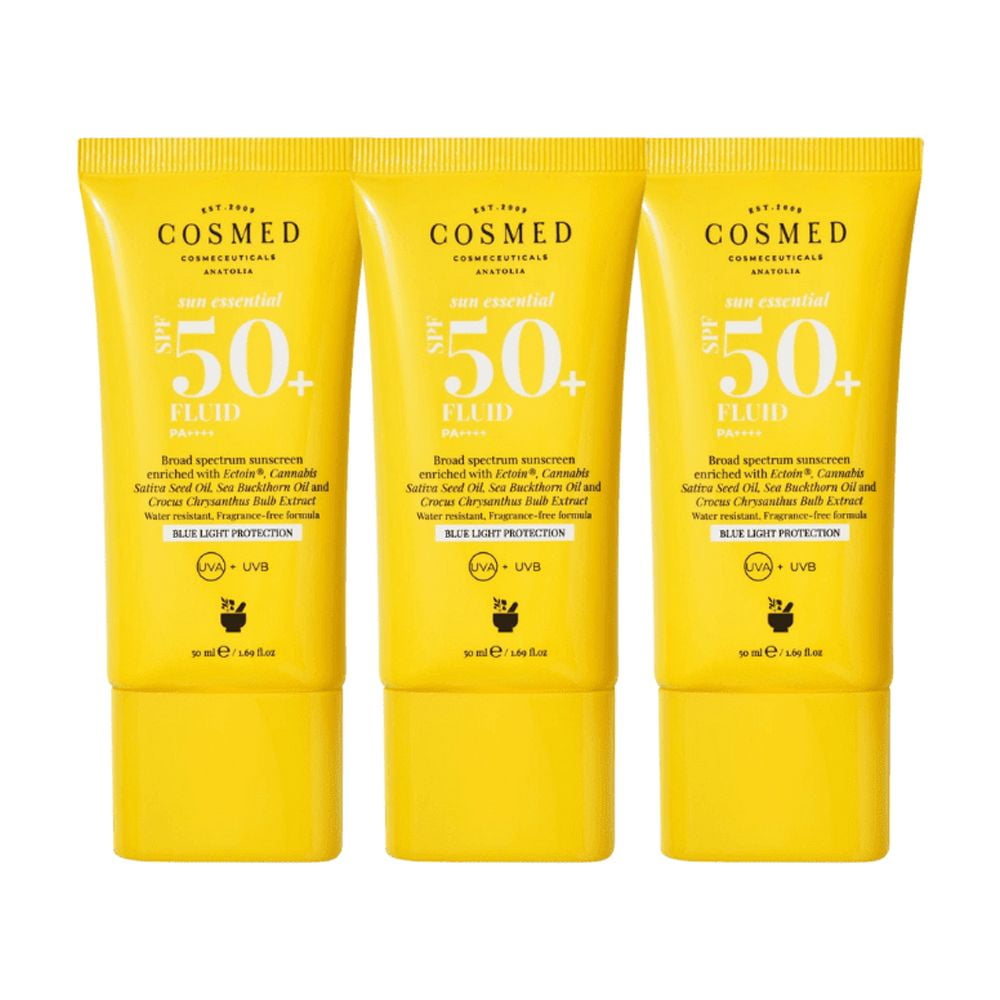 Cosmed Sun Essential Fluid SPF 50 Face Sunscreen for All Skin Types Next Generation Filters 50 ml 3 Pack
