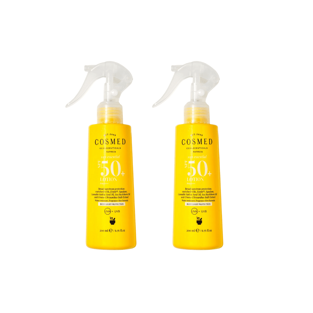 Cosmed Sun Essential Lotion Spf 50 Family Size Face And Body Spray Sunscreen For All Skin Types 200 ml 2 Pack