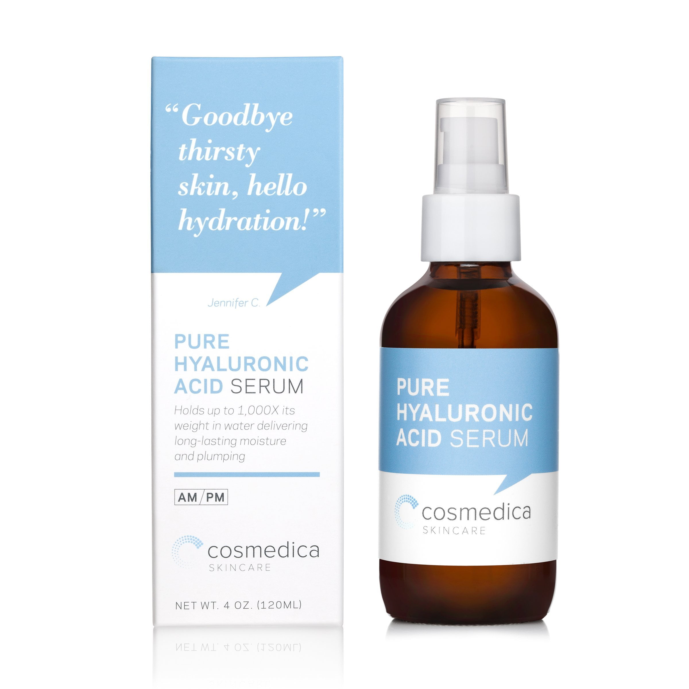 Cosmedica Hyaluronic Acid Serum for Skin ? 4 Fl. Oz Hydrating Facial Moisturizer with Anti-Aging Skin Care Properties. Beauty and Skin Care 4 Fl Oz