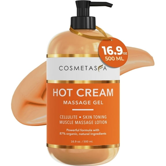 Cosmetasa Hot Cream Massage Gel 87% Organic Cellulite Cream, Natural Sweat Cream, 16.9 fl oz