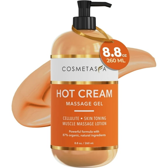 Cosmetasa Hot Cream Massage Gel 87% Organic Cellulite Cream, Natural Sweat Cream, 8.8 fl oz
