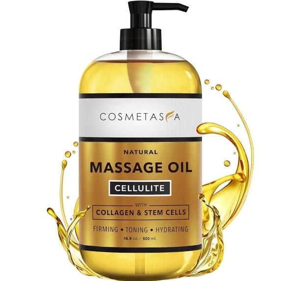 Cosmetasa Massage Oil with Collagen and Stem Cells, Natural Stretch Mark Oil 16.9 fl oz