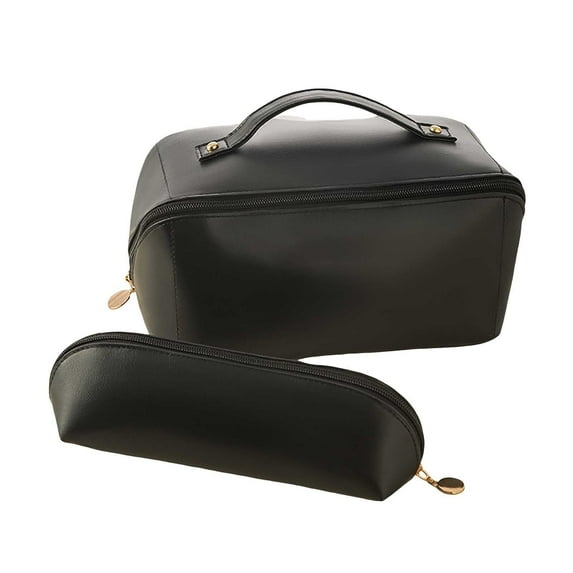 Cosmetic Bag Accordion Pillow Makeup Bag PU Leather Travel Wash Bag Large Capacity Portable Tote Organizer Pouch For Cosmetics & Toiletries