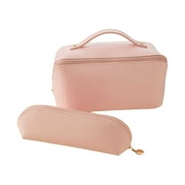 Cosmetic Bag Accordion Pillow Makeup Bag PU Leather Travel Wash Bag Large Capacity Portable Tote Organizer Pouch For Cosmetics Toiletries
