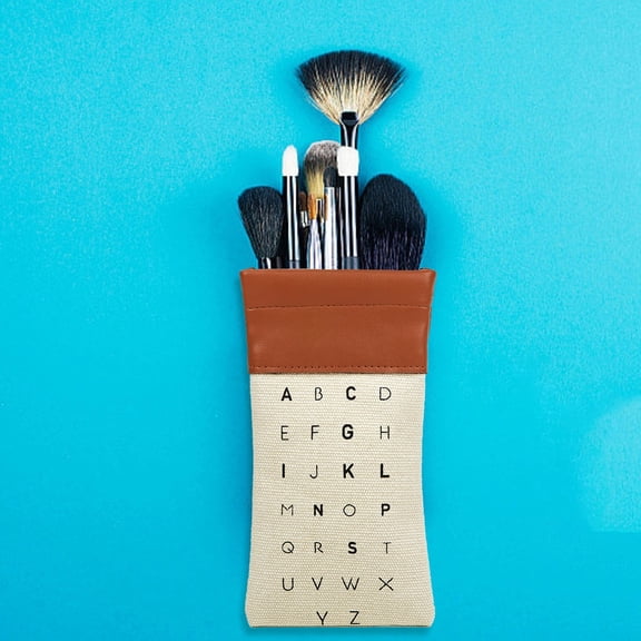 Cosmetic Bag Alphabet Glasses Storage Bag Spandex Canvas Patchwork Eyeglasses Holder Portable Makeup Brush Organizer for Students