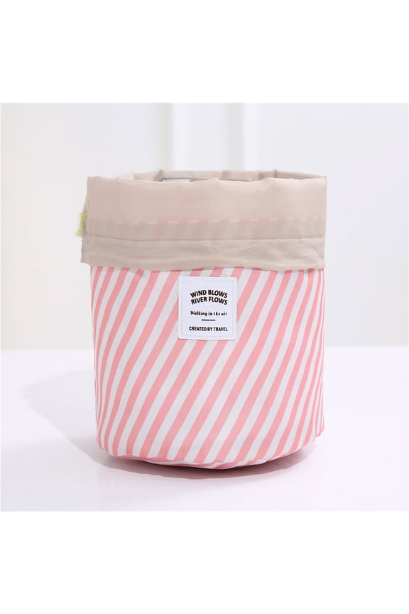 Cosmetic Bag Barrel Travel Cosmetic Drawstring Wash Makeup Organizer Storage Toiletry Bag Closet Organizers and Storage Boxs for Toys, Clothes, Home, Office