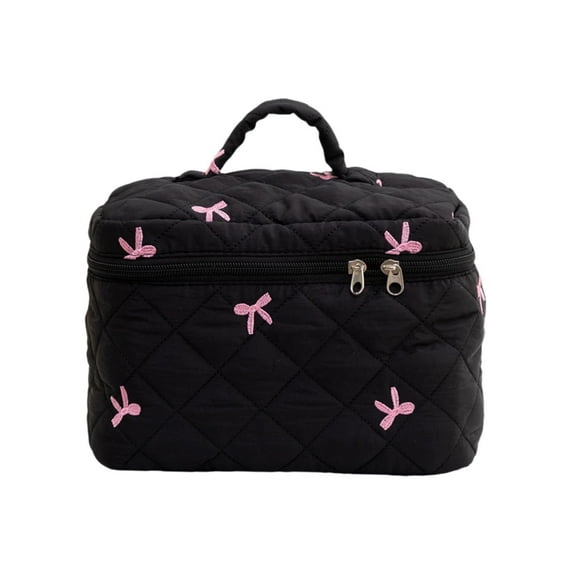 Bow Embroidered Makeup Bag Fashionable Toilet Storage Versatile Dumpling Design Lipstick Organizer Travel Cosmetic Pouch