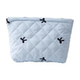 thumbnail image 1 of Bow Embroidered Dumpling Makeup Bag for Women Fashionable Cosmetic Organizer with Versatile Storage Compartment, 1 of 9