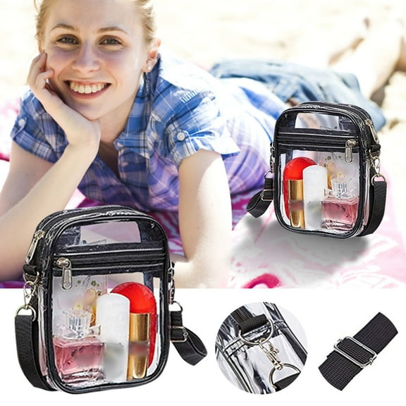 Cosmetic Bag Clear Crossbody Purse Bag Stadium Approved with Inner Pocket for Concerts Festivals Sports Events