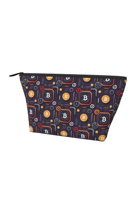 Cosmetic Bag For Women Bitcoin Small Makeup Bag For Purse Makeup Pouch Travel Bag