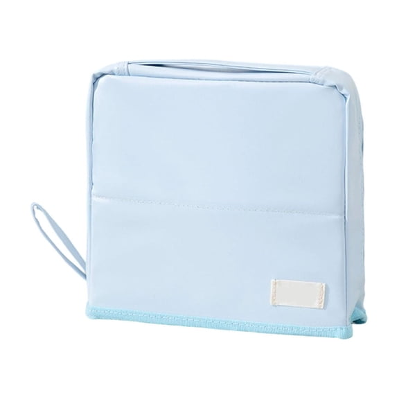 Cosmetic Bag, Gaqring Portable Stand-Up Makeup Organizer, High Capacity Travel Brush Case with Removable Mirror Washable Materials, Light Blue