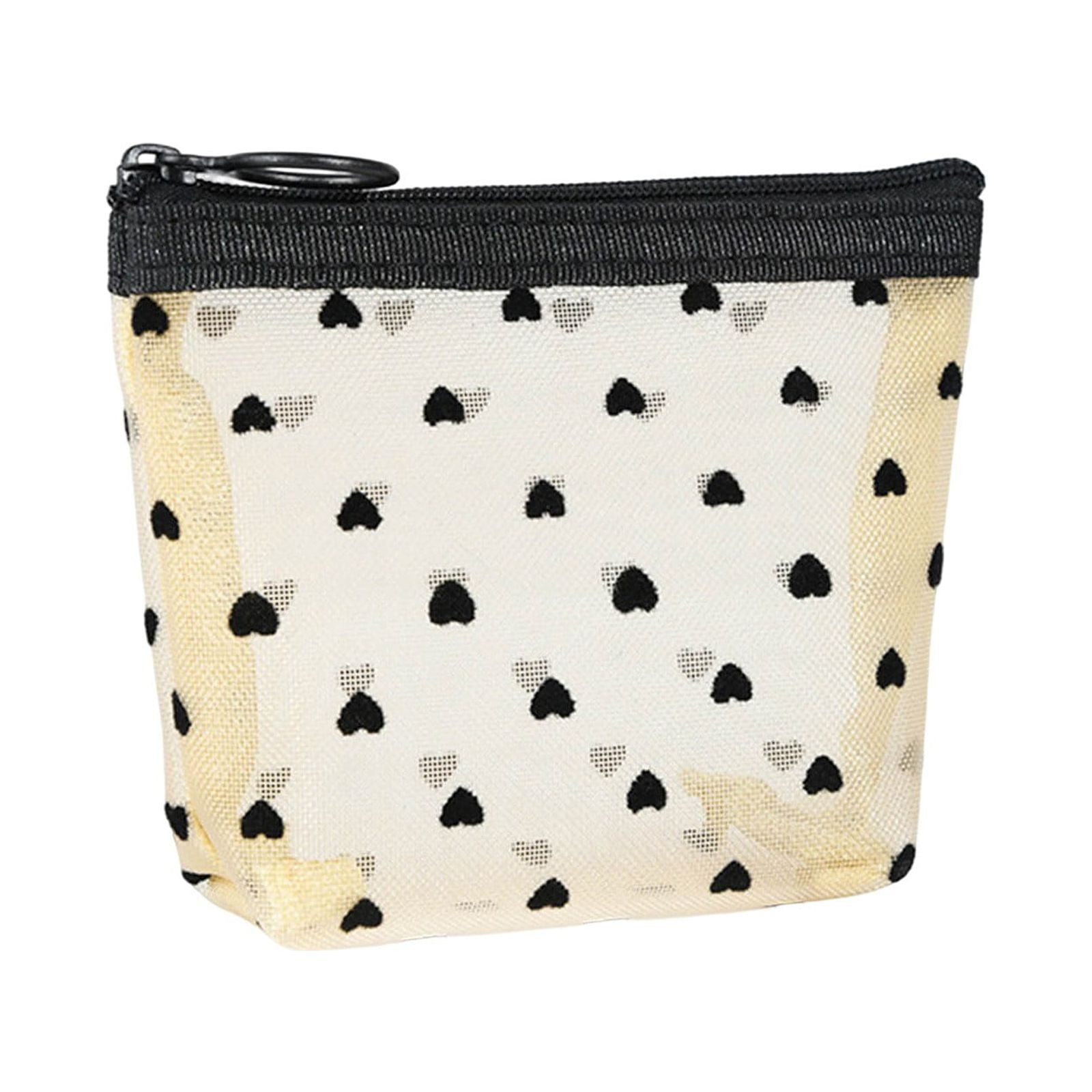 Cosmetic Bag Heart Flocking Mesh Makeup Bag Storage for Students ...
