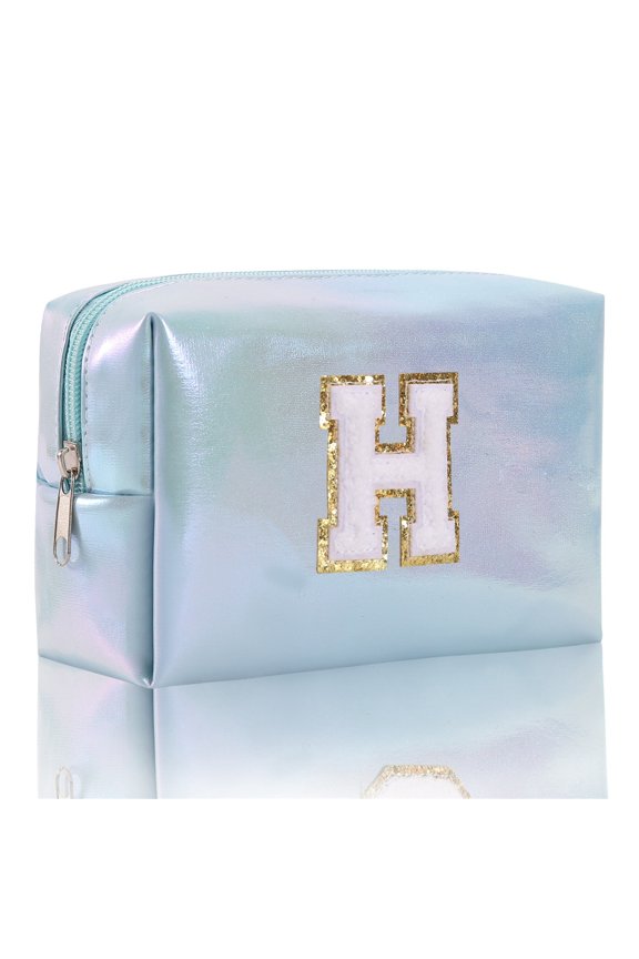 Cosmetic Bag Large Capacity Embroidered Alphabet Makeup Bag for Travel Storage Clutch and Handbag with Toiletry Organizer