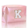 thumbnail image 1 of Spacious Cosmetic Bag Embroidered Alphabet Makeup Bag Toiletry Organizer Travel Storage Clutch Handbag for Beauty, 1 of 8