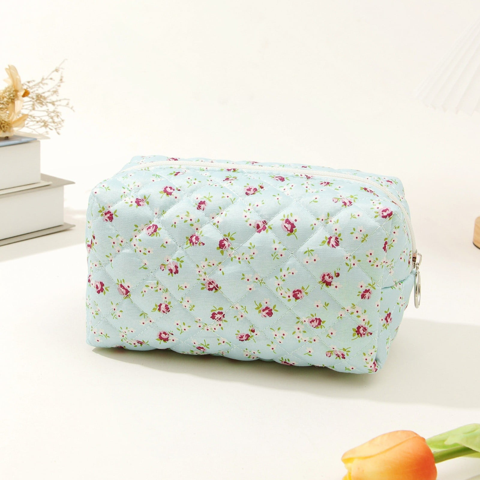Cosmetic Bag Large Capacity Small Floral Storage Portable Bag Quilted