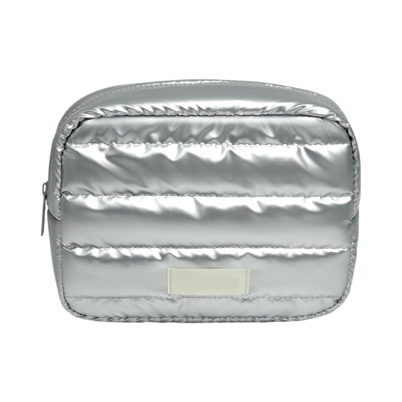 Cosmetic Bag, Large Capacity Travel Makeup Organizer and Portable Toiletry Storage Pouch Case for Women On the Go and Daily Vacation Travel Essentials, Silver