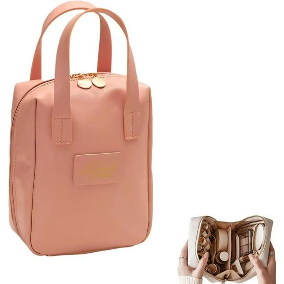 Cosmetic Bag Makeup Bag Large Capacity Travel Organizer for Women Portable PU Makeup Storage with Divider and Handle for Easy Carrying