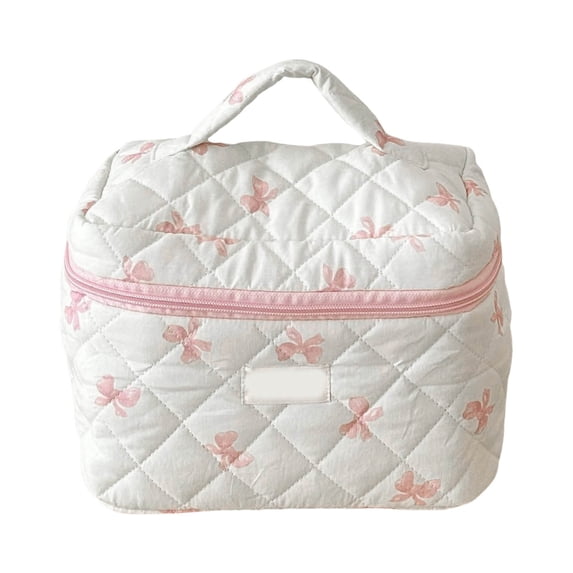 Travel Cosmetic Bag Large Quilted Makeup Pouch Cute Floral Toiletry Organizer for Women and Girls