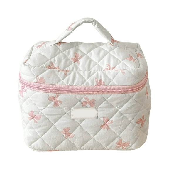 Cosmetic Bag Makeup Bag Quilted Travel Cosmetic Bag Cute Floral Makeup Pouch Large Toiletry Bag for Women and Girls