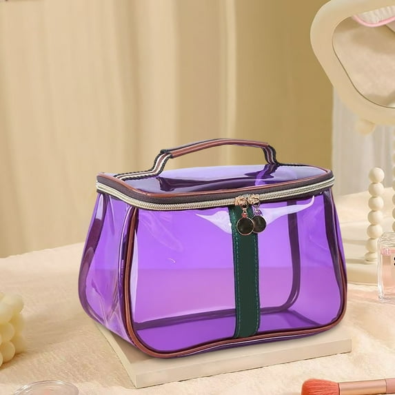 Cosmetic Bag New Retro Vintage Vanity Bag Large Capacity Makeup Organizer For Women Water Proof Transparent Toiletry Bag Portable Storage Travel Cosmetic Bag For Ladies Purple-One Size