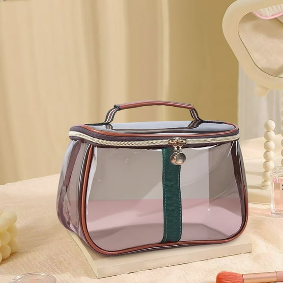 Cosmetic Bag New Retro Vintage Vanity Bag Large Capacity Makeup Organizer For Women Water Proof Transparent Toiletry Bag Portable Storage Travel Cosmetic Bag For Ladies Coffee-One Size