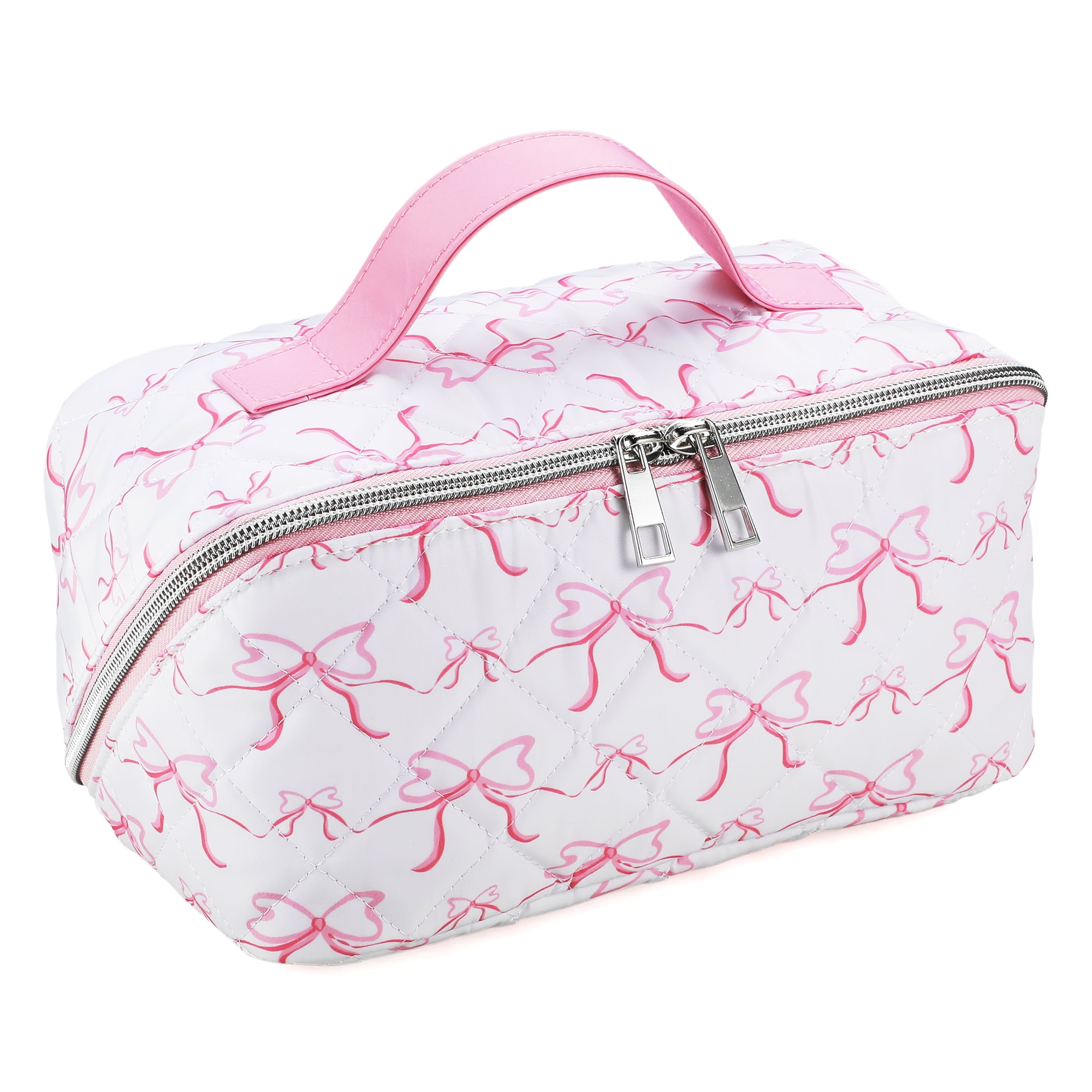 Cosmetic Bag for Travel and Makeup, Cosmetic Bag for Women Zipper Pouch Travel Cosmetic Organizer Travel Bags-Pink