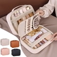 thumbnail image 1 of Cosmetic Bag Polyurethane Multi-Functional Travel Makeup Organizer | Large Capacity | Zipper Handheld Brush Holder | Wear-Resistant | 9.84x7.28x4.33 Inch | 1pc, 1 of 6