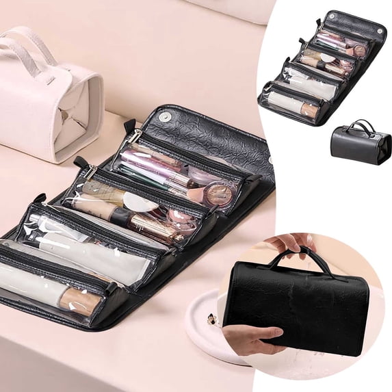 Cosmetic Bag Portable 4 In 1 Detachable & Foldable Large Capacity Organizer for Makeup - for Travel and Daily Use with Spacious Storage Solutions